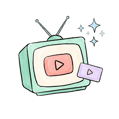 Crayon illustration of a video play button