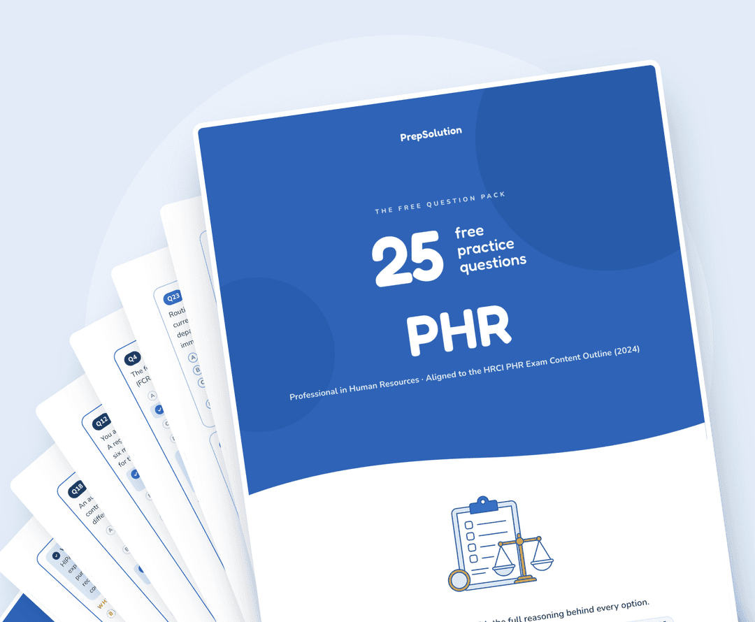PHR free question pack — 25 free practice questions PDF by PrepSolution