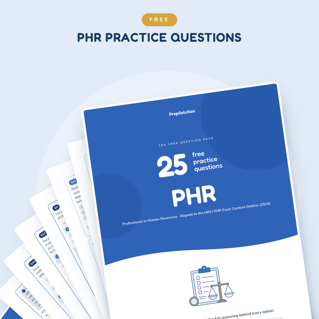 PHR free question pack — 25 free practice questions PDF by PrepSolution