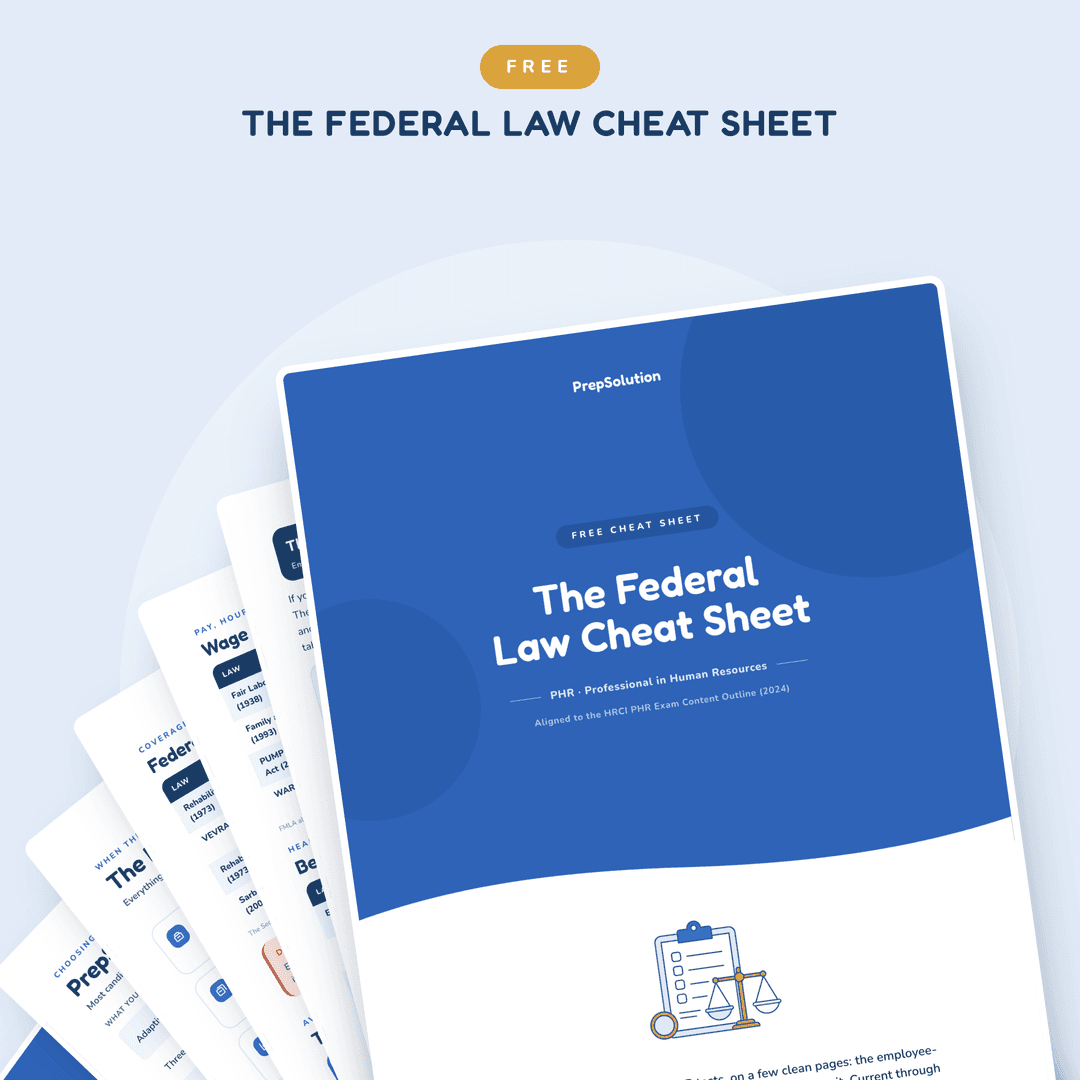 PHR federal employment law cheat sheet — free PDF