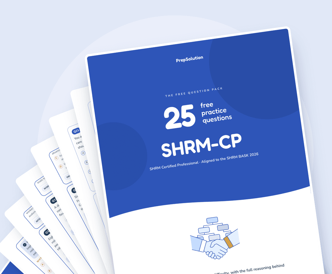 SHRM-CP free question pack — 25 free practice questions PDF by PrepSolution