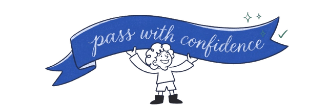 Pass with confidence — hand-drawn illustration