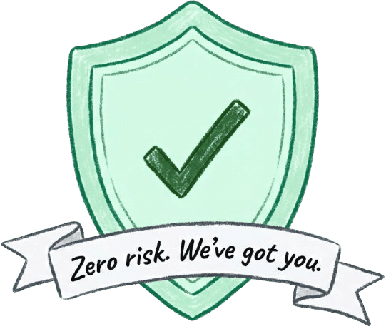Pass Guarantee badge stating Zero risk. We've got you.