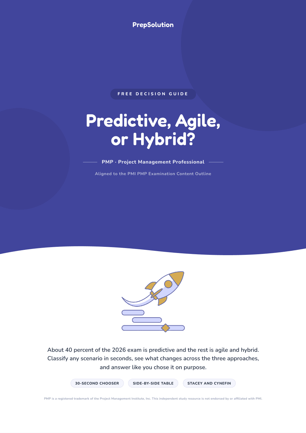 A PMP study guide page on choosing the delivery approach